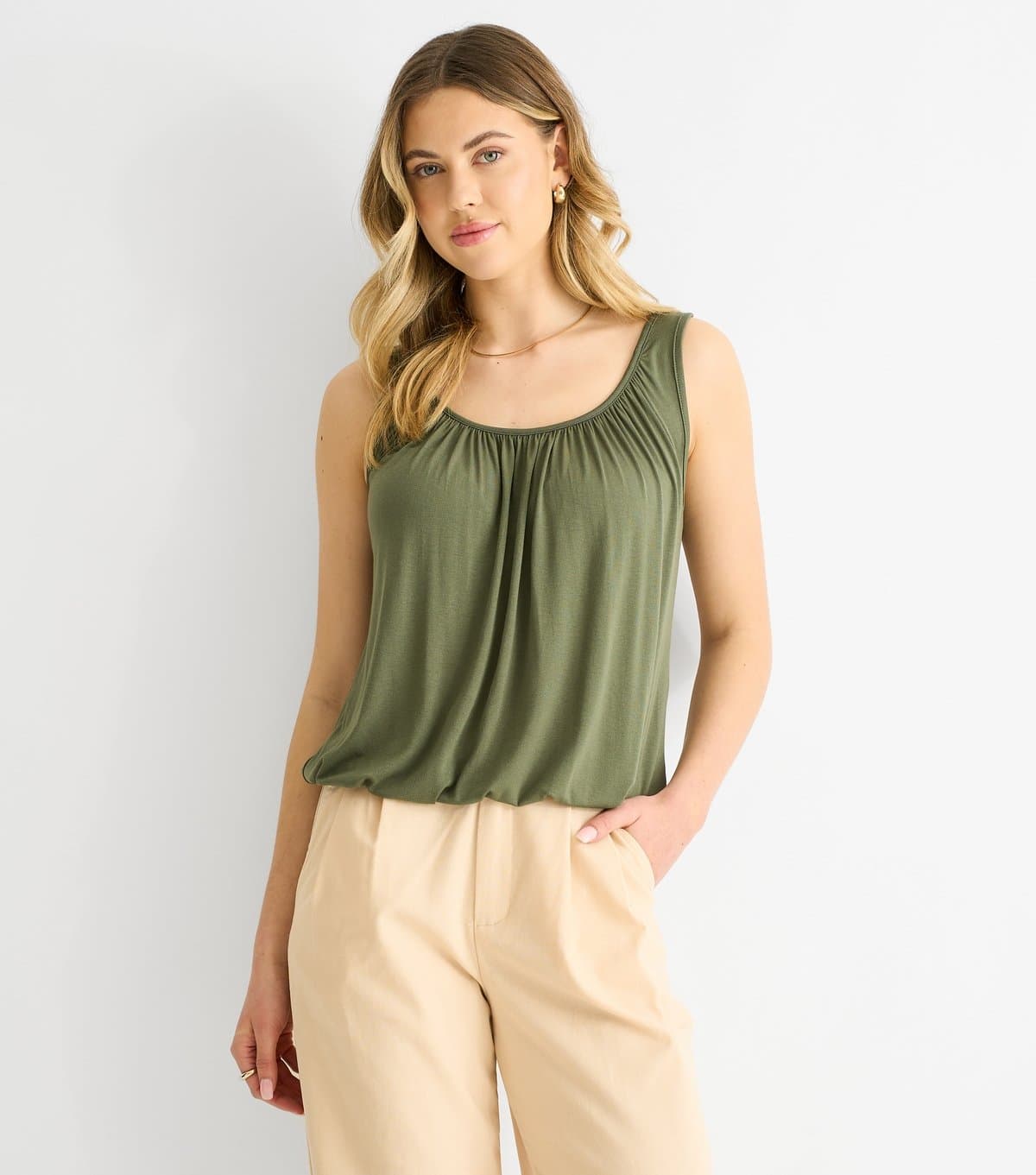 Gini London Gini London Khaki Oversized Vest Top