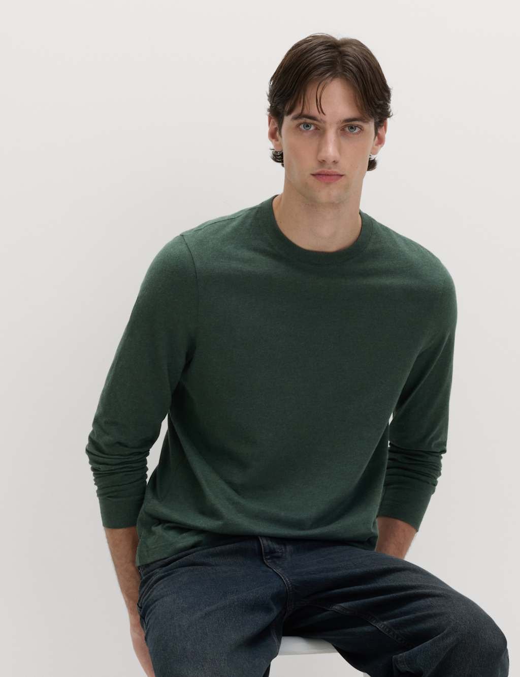 Marks & Spencer M&S 2 Pack Pure Cotton Long Sleeve T-Shirts Cedar - 2