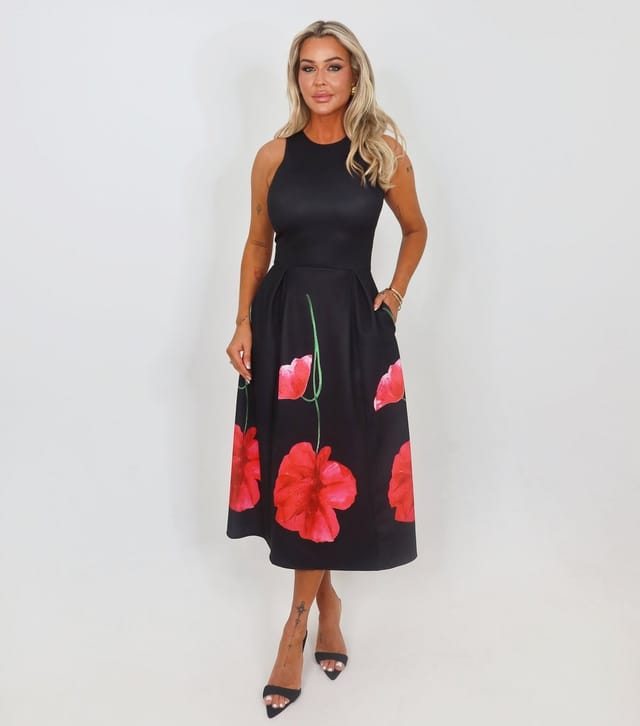 AX Paris Women's Black Floral A-Line Midi Dress AX Paris New Look - 2