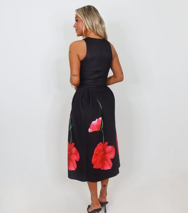 AX Paris Women's Black Floral A-Line Midi Dress AX Paris New Look - 3