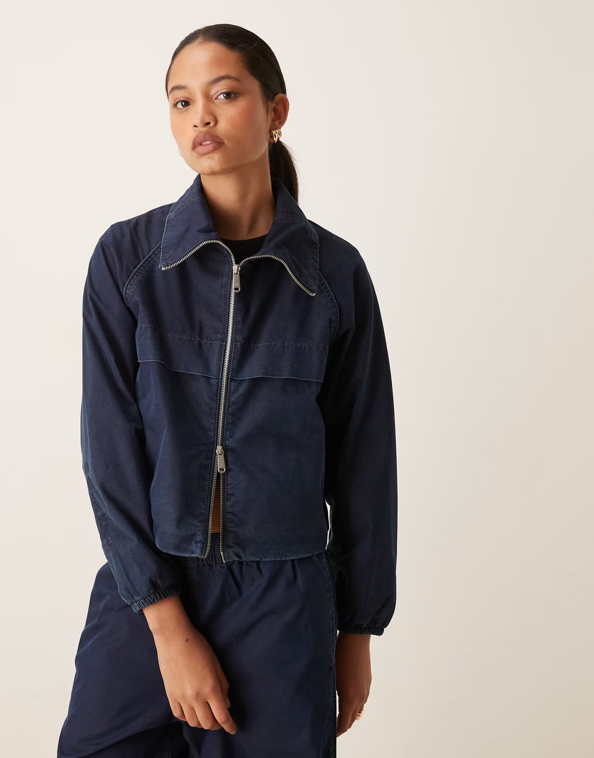 ASOS Calvin Klein Jeans denim nylon jacket co-ord in dark navy - 1