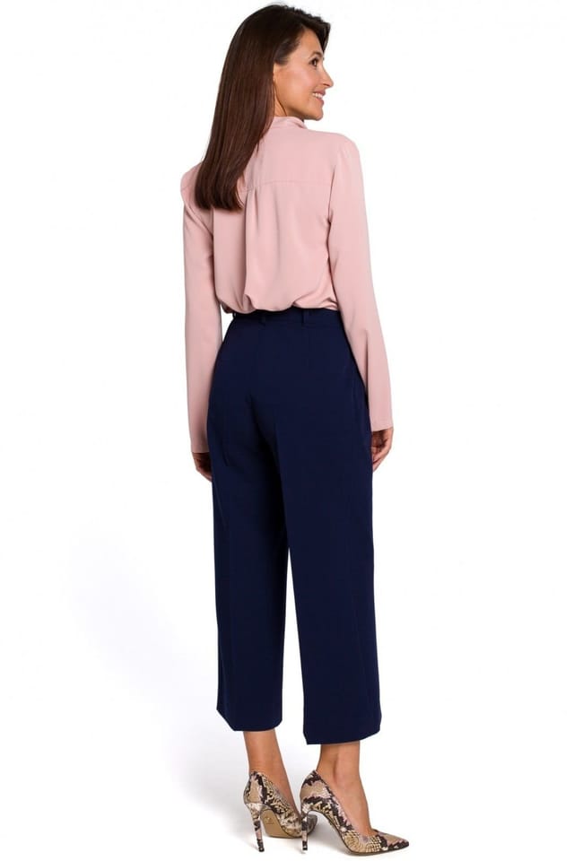 Love Lace Love Lace Women's Loose One Color Culottes Trousers with Zipper in Blue - 2