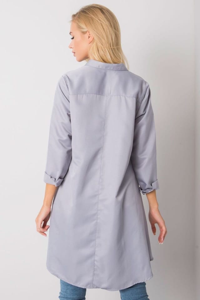 Love Lace Love Lace Women's Long Sleeve Button Down Shirt Longer Back Style 160751 in Grey - 3