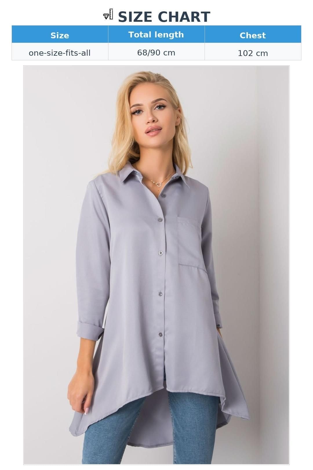 Love Lace Love Lace Women's Long Sleeve Button Down Shirt Longer Back Style 160751 in Grey - 4