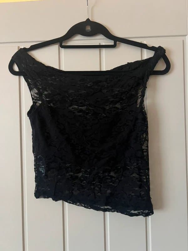 ASOS Asos black lace asymmetric top