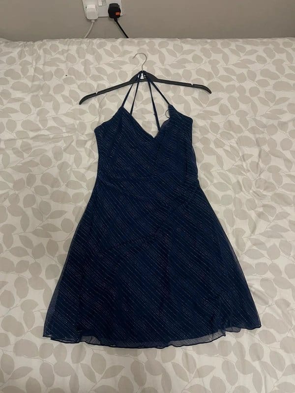 Bershka Navy Blue Skater Dress