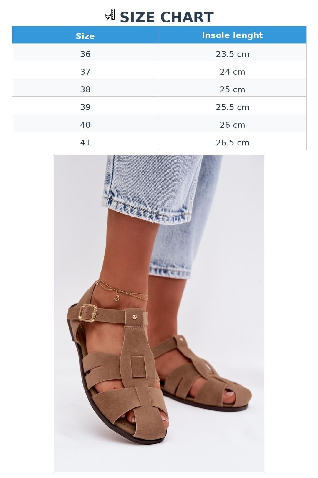 Love Lace Love Lace Women's Roman Flat Sandals with Adjustable Gold Buckle Strap Comfort in Beige - 4