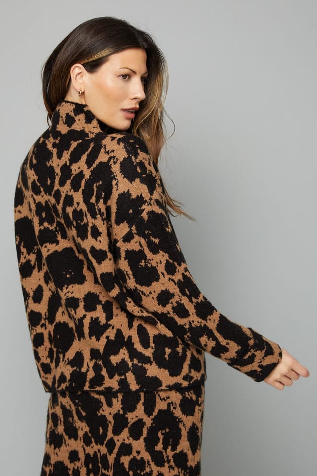 Wallis Wallis Women's Leopard Jacquard Oversized Jumper Co-ord - 3
