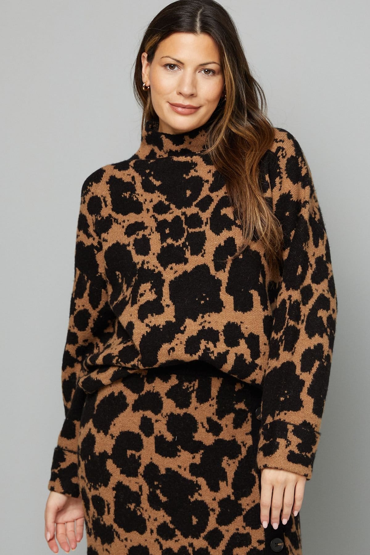 Wallis Wallis Women's Leopard Jacquard Oversized Jumper Co-ord - 4