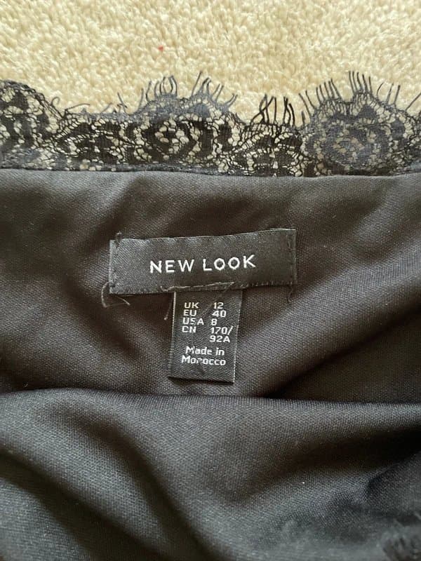 New Look Black velvet top with lace trim