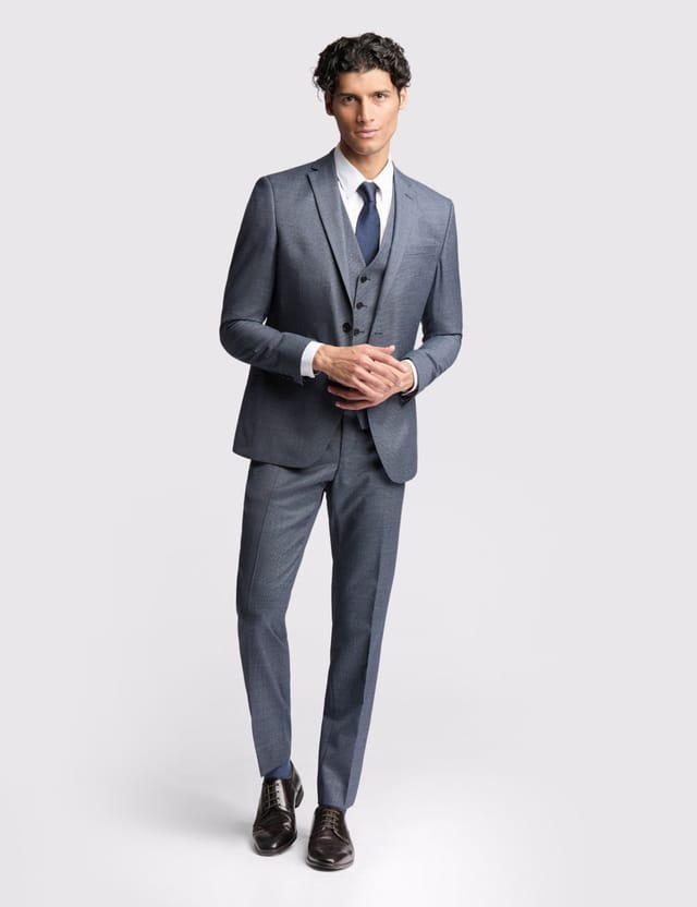 Ted Baker Ted Baker Men's Riley Slim Fit Navy Texture Puppytooth Suit Jacket - 2