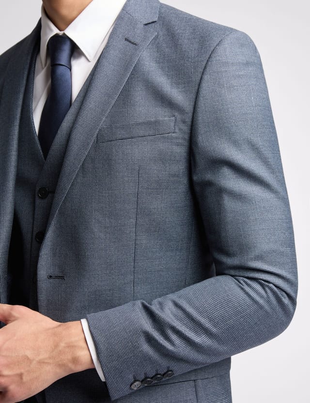 Ted Baker Ted Baker Men's Riley Slim Fit Navy Texture Puppytooth Suit Jacket - 3