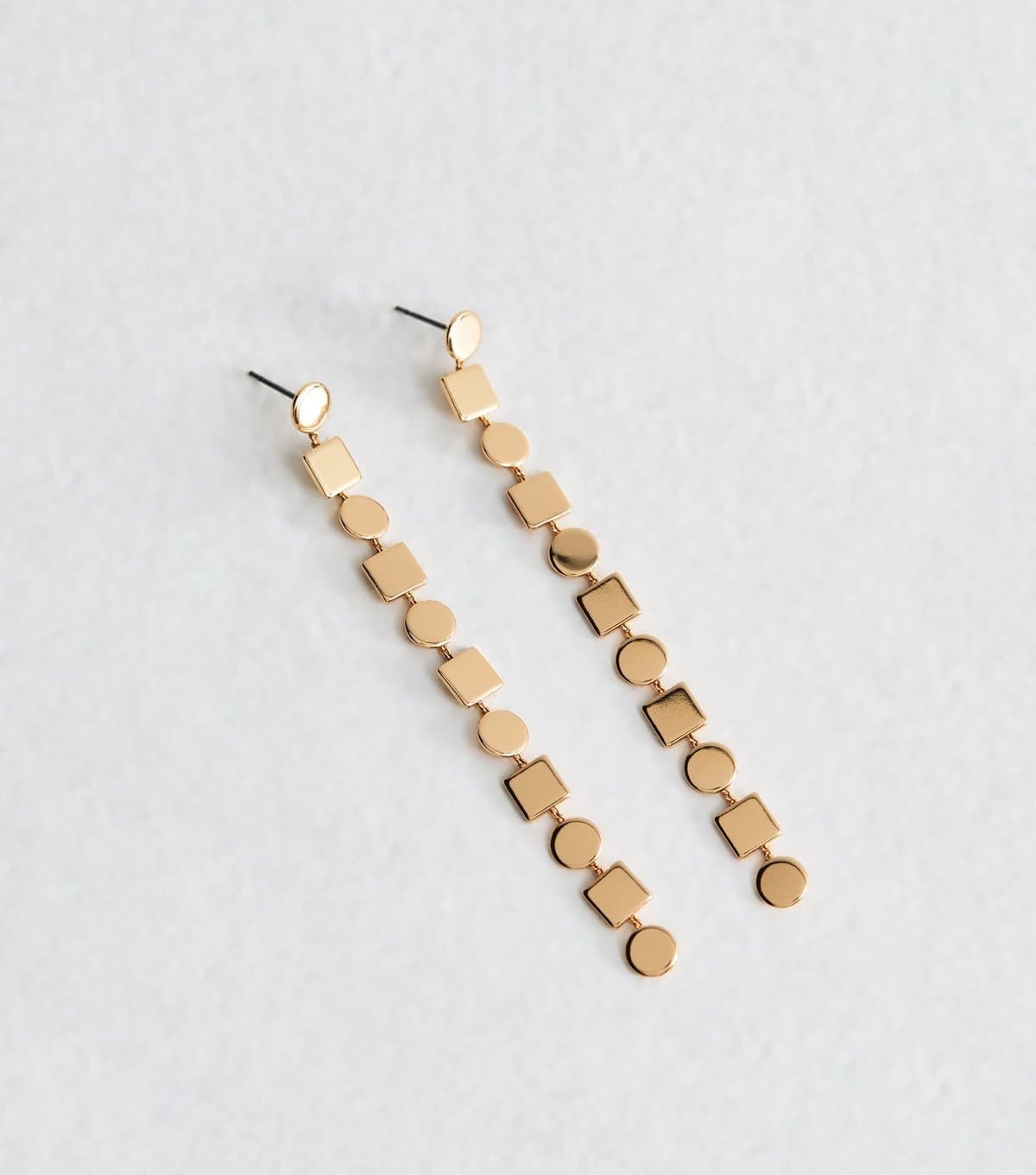 New Look Gold Tone Square and Circle Long Drop Earrings New Look