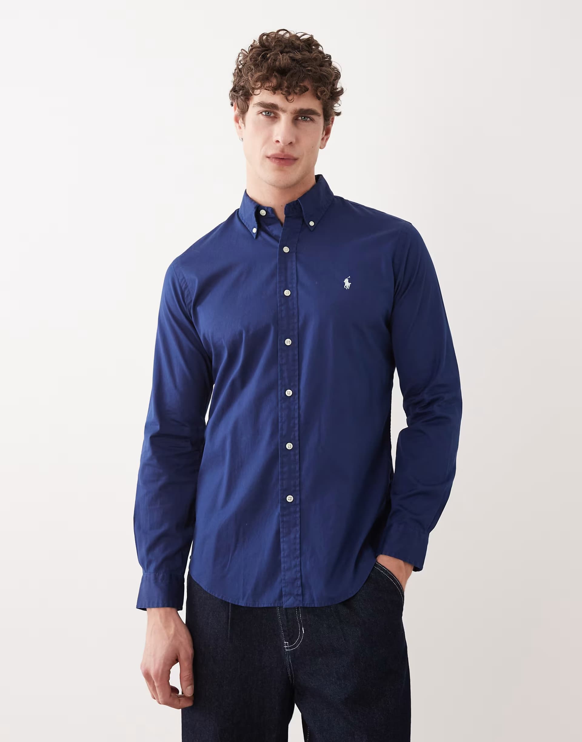 ASOS Polo Ralph Lauren Navy Cotton Twill Long Sleeve Shirt