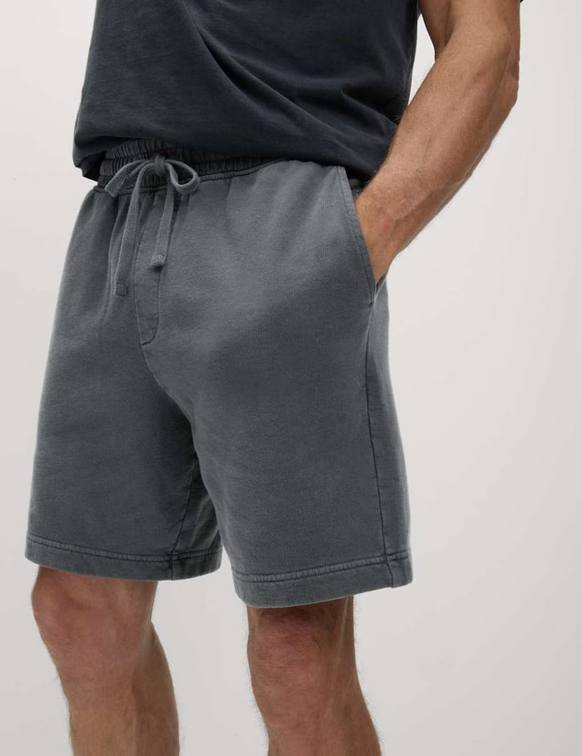 Marks & Spencer M&S Relaxed Fit Pure Cotton Garment Dye Short Dark Pewter - 1