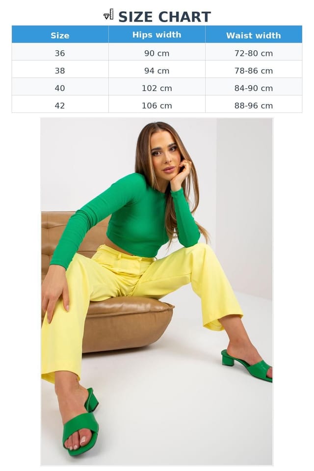 Love Lace Love Lace Women's Wide Leg Fabric Pants with Side Pockets Style 168191 in Yellow - 3