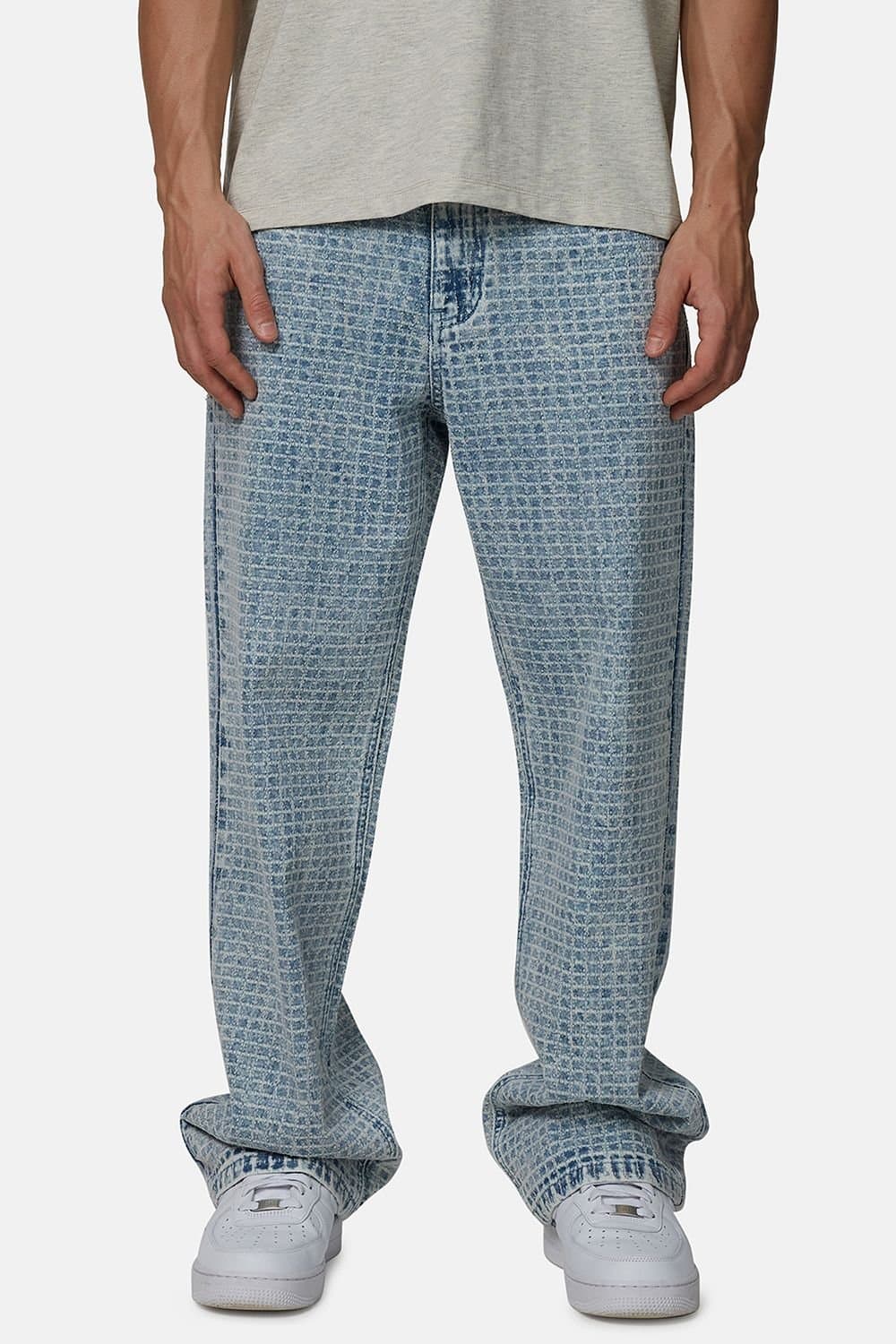 GOOD FOR NOTHING Good For Nothing Men's Baggy Jacquard Washed Denim Jeans in Blue