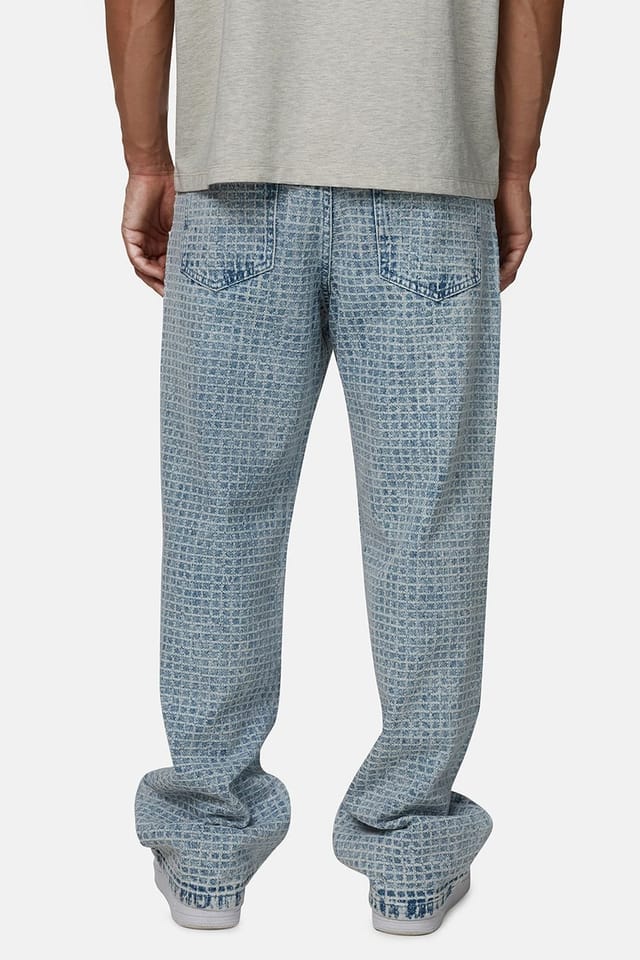 Good For Nothing Good For Nothing Men's Baggy Jacquard Washed Denim Jeans in Blue - 2