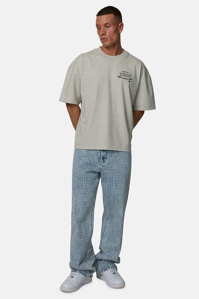 Good For Nothing Good For Nothing Men's Baggy Jacquard Washed Denim Jeans in Blue - 3
