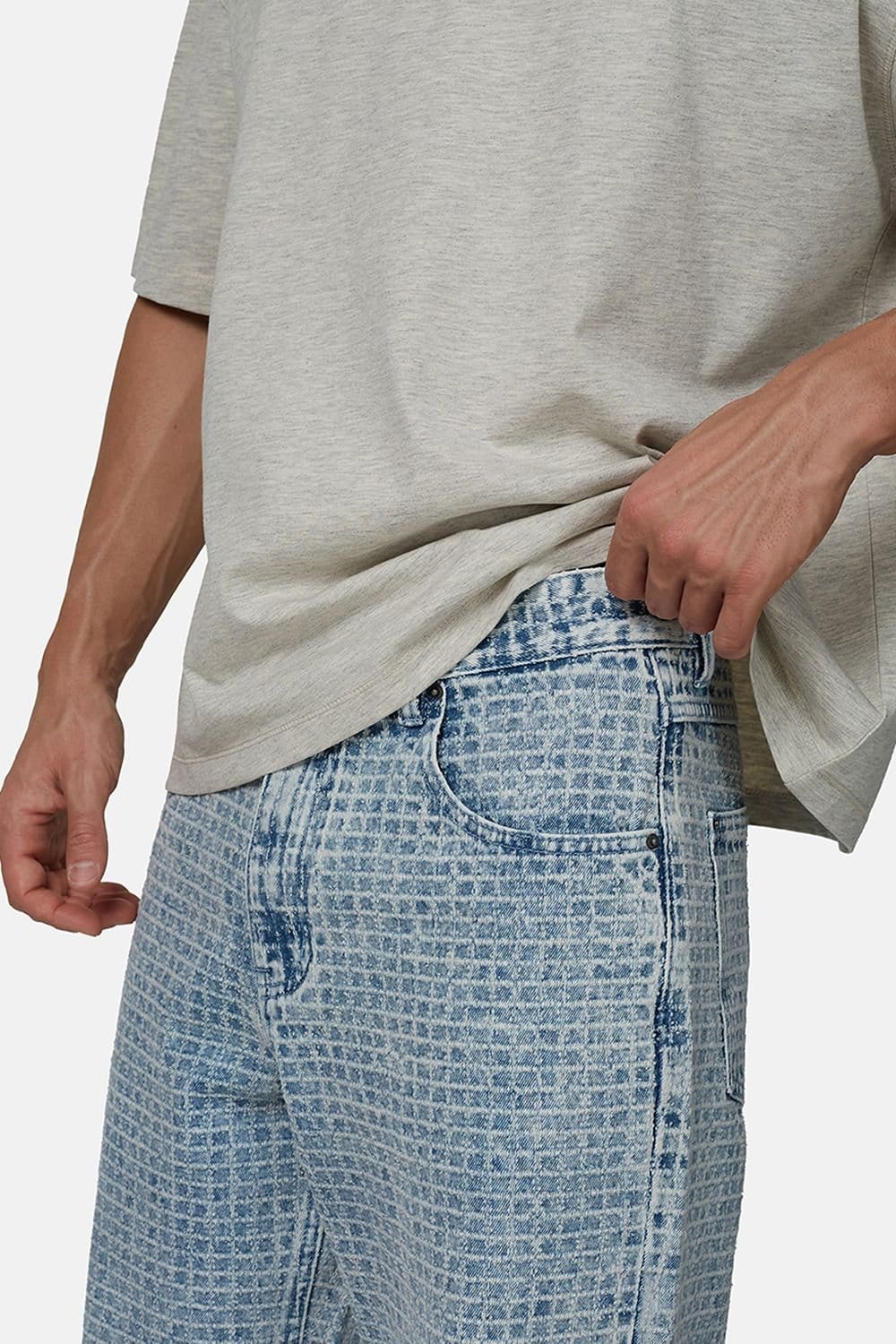 Good For Nothing Good For Nothing Men's Baggy Jacquard Washed Denim Jeans in Blue - 4