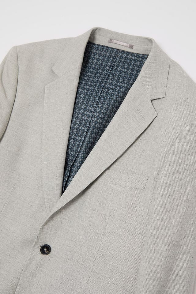 Burton Burton Men's Pale Grey Tailored Fit Suit Jacket in Light Grey - 2