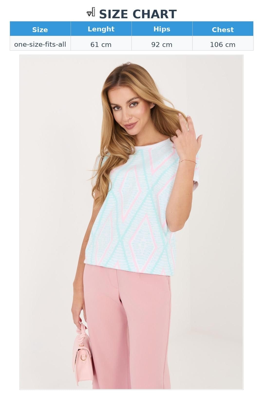 Love Lace Love Lace Women's Geometric Cotton Elastane Everyday Blouse in Mint - 4