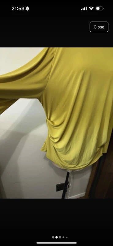 ASOS Design lime green chartreuse long sleeve slouchy drape ruched sides round neck plain top