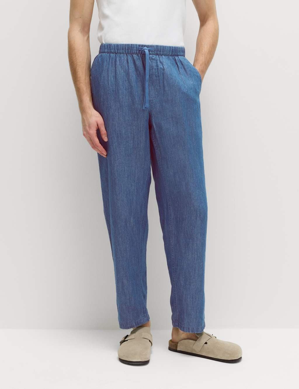 Marks & Spencer M&S Denim Loose Fit Linen Blend Trousers