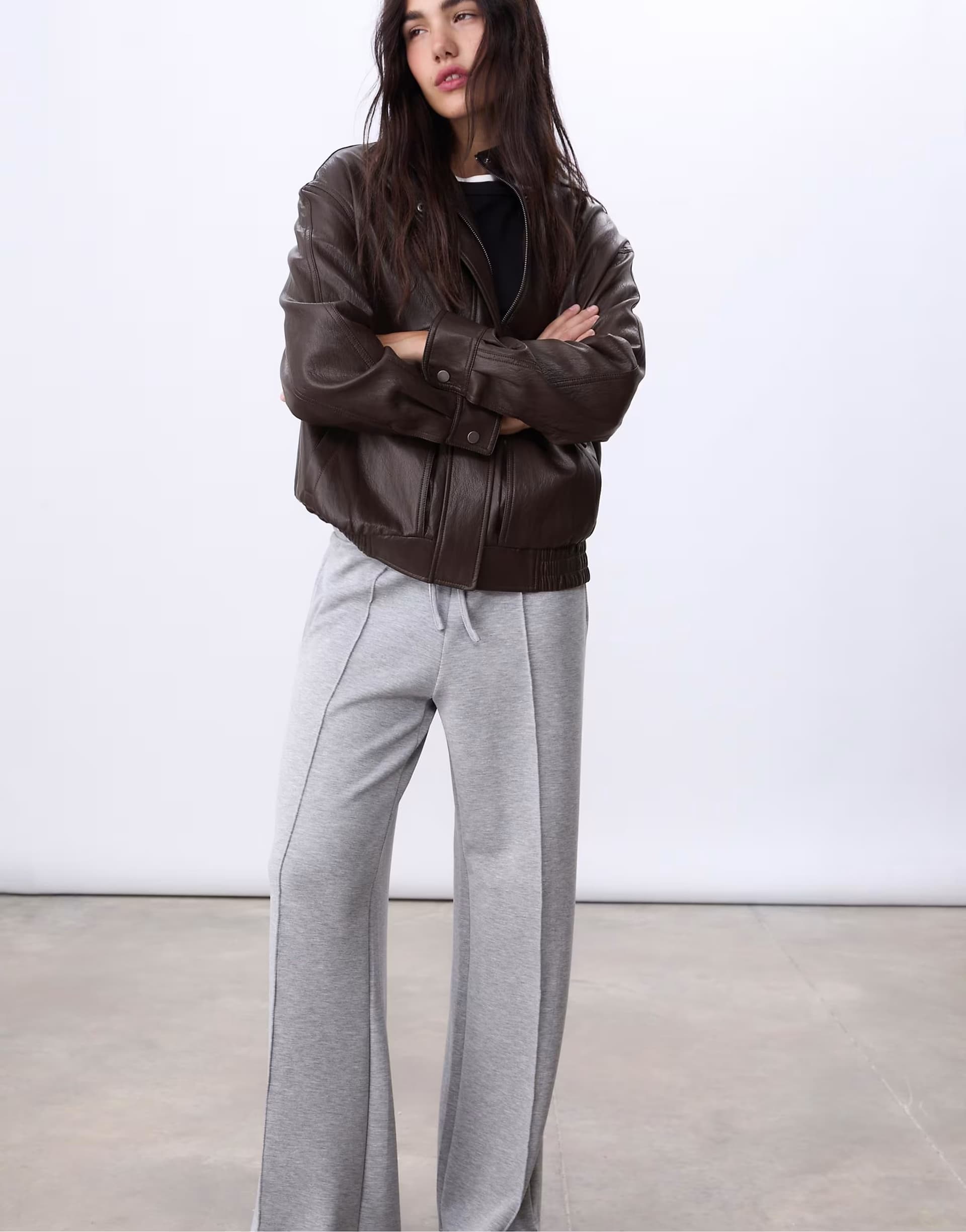 ASOS Stradivarius Oversize faux leather jacket in brown