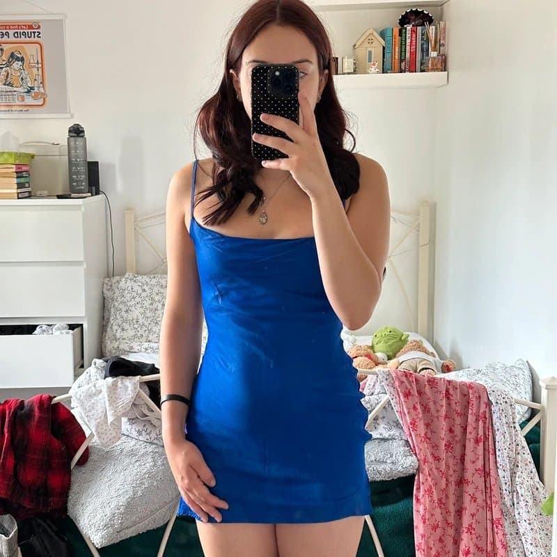 Bershka bershka blue satin mini dress