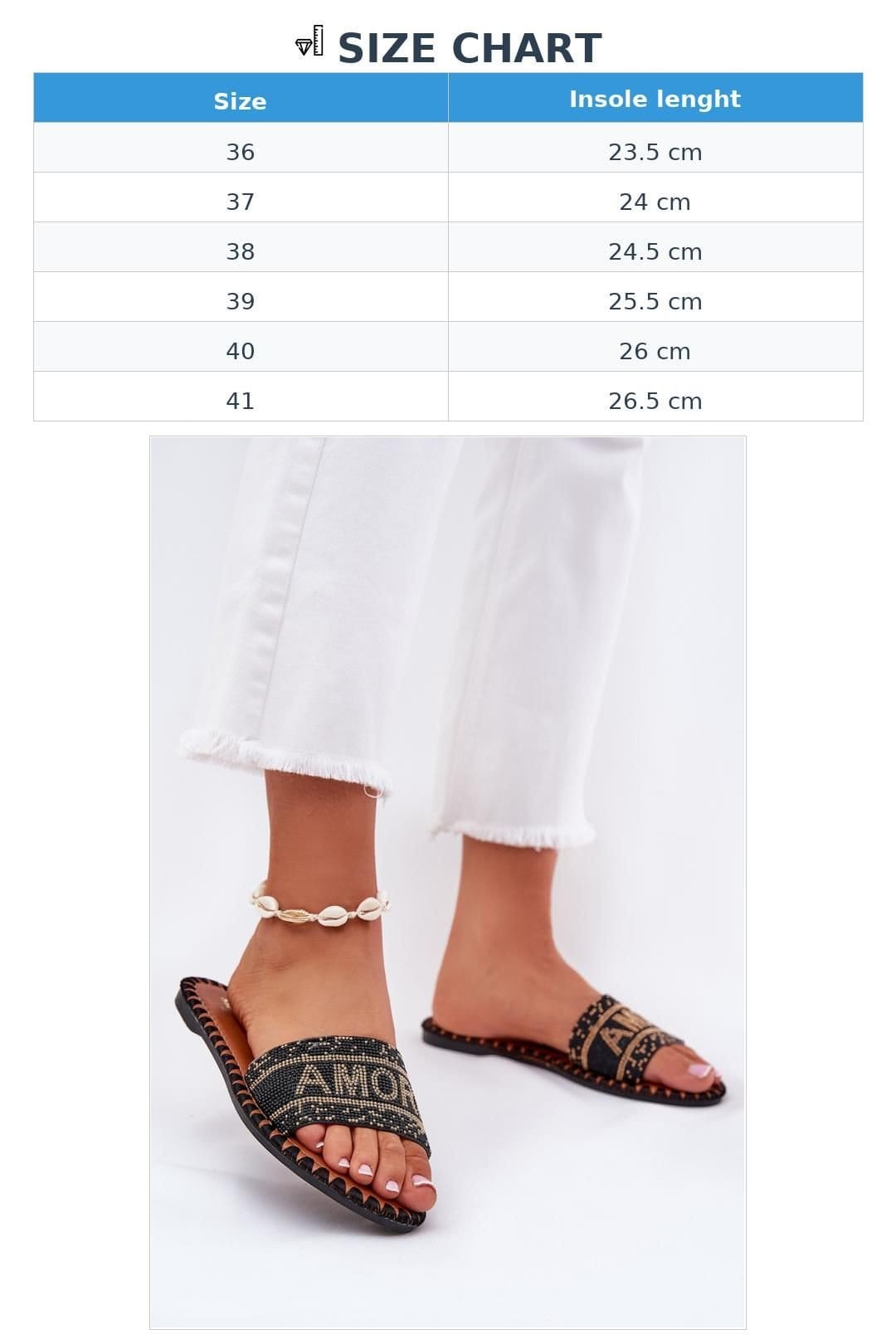 Love Lace Love Lace Women's Flat Sandals With Decorated Strap & Amore Inscription Style in Black - 4