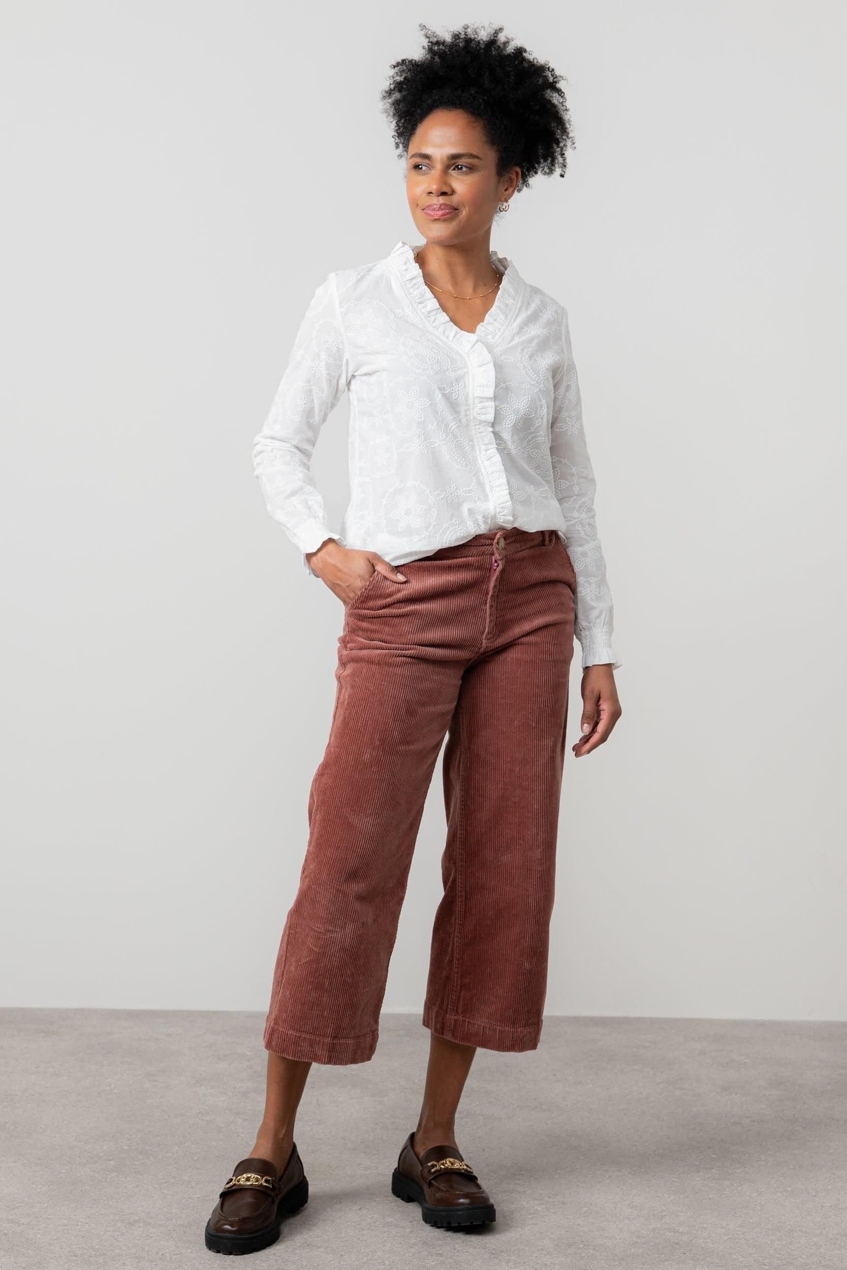 Lily & Me Lily & Me Dusty Pink Stretch Cord Cropped Trousers