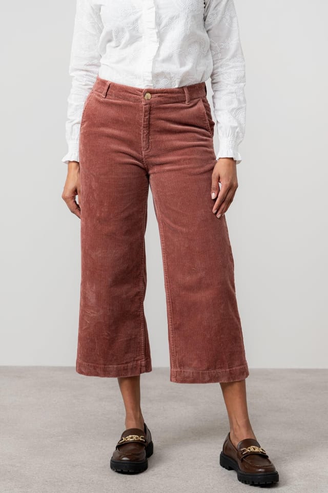 Lily & Me Lily & Me Women's Isla Stretch Jumbo Cord Cropped Trousers in Dusty Pink - 2