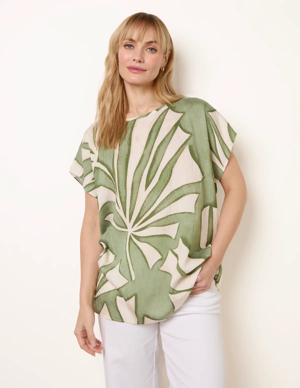 Blue Vanilla Large Floral Round Neck Top