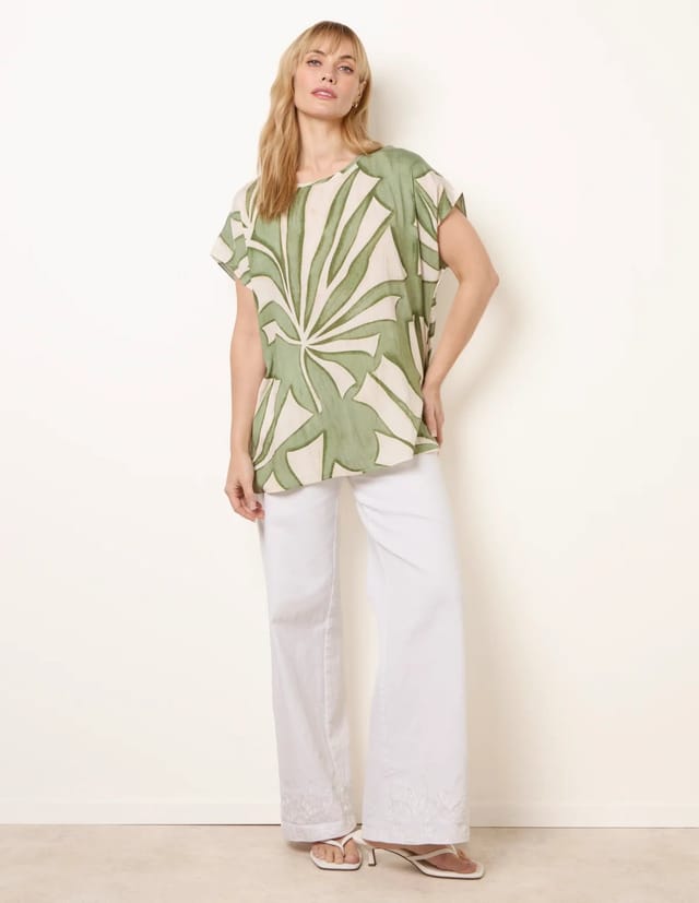 Blue Vanilla Large Floral Round Neck Top - 2