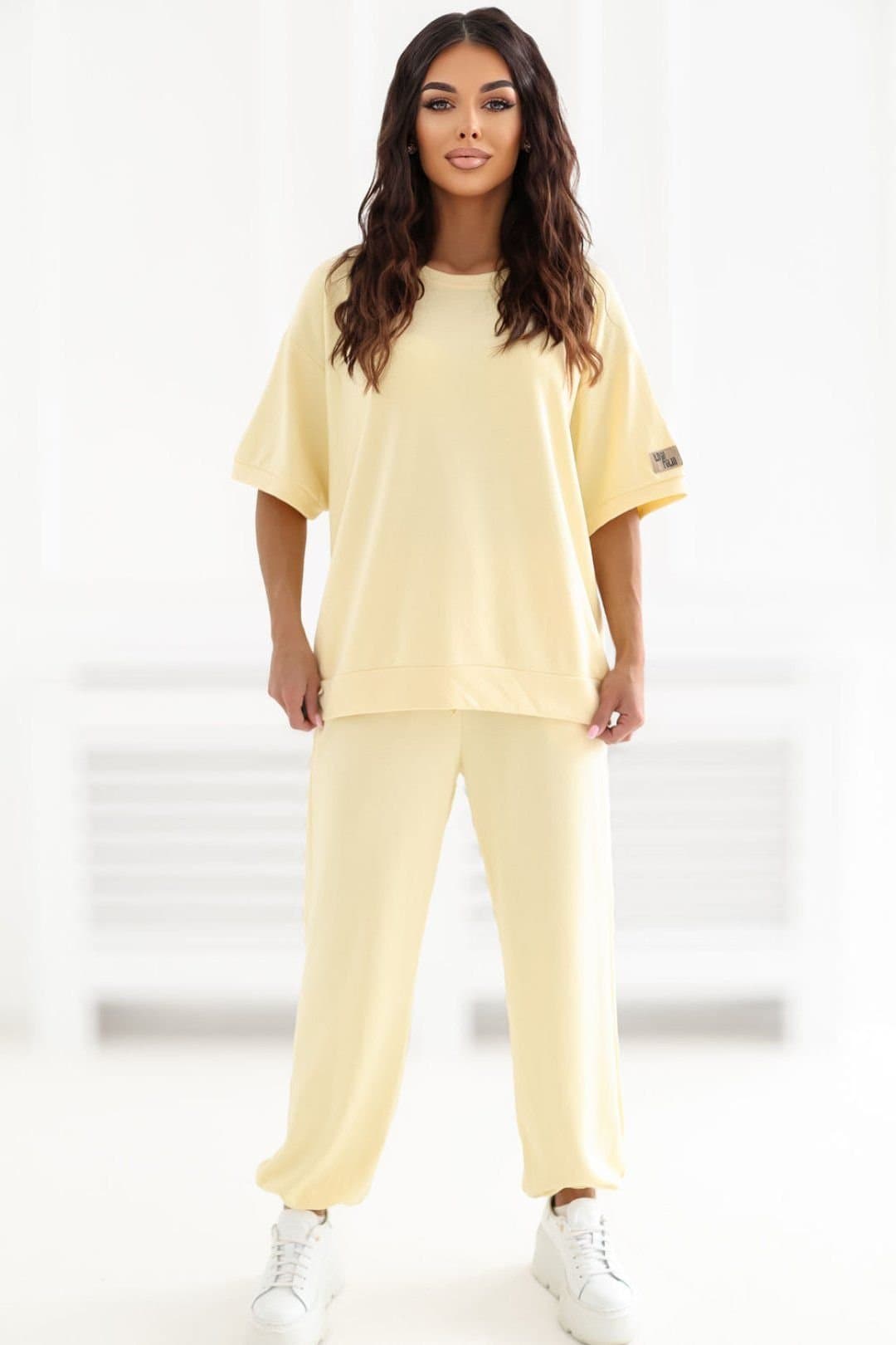 Love Lace Love Lace Women's Viscose Elastane Sweatshirt & Pants Set in Yellow