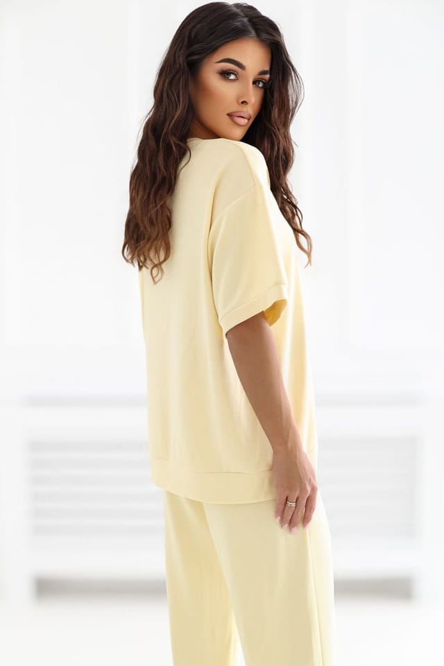 Love Lace Love Lace Women's Viscose Elastane Sweatshirt & Pants Set in Yellow - 3