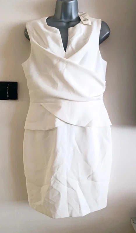 Miss Selfridge Miss Selfridge White Wrap Bodycon Pencil Dress BNWT UK 12 Bridal Occasion Minimal Chic