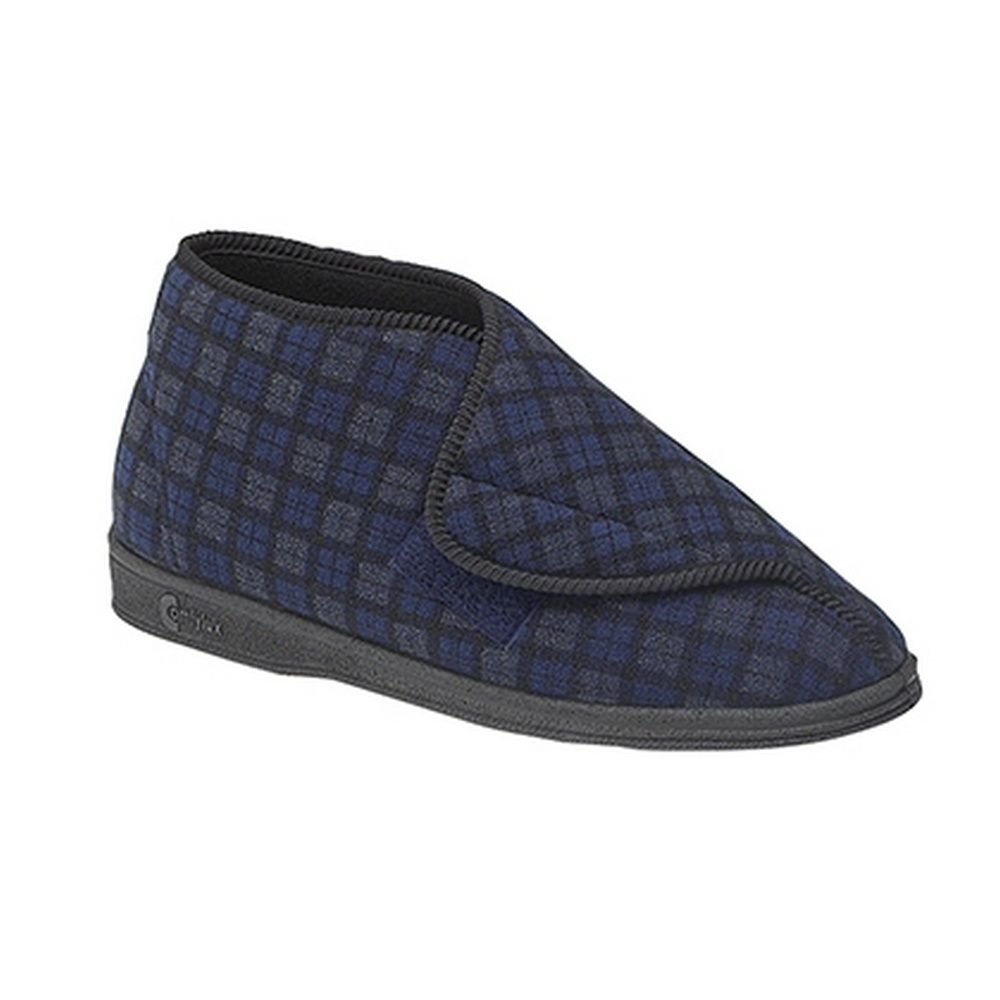Comfylux Comfylux Men's James Check Boot Slippers in Navy - 4