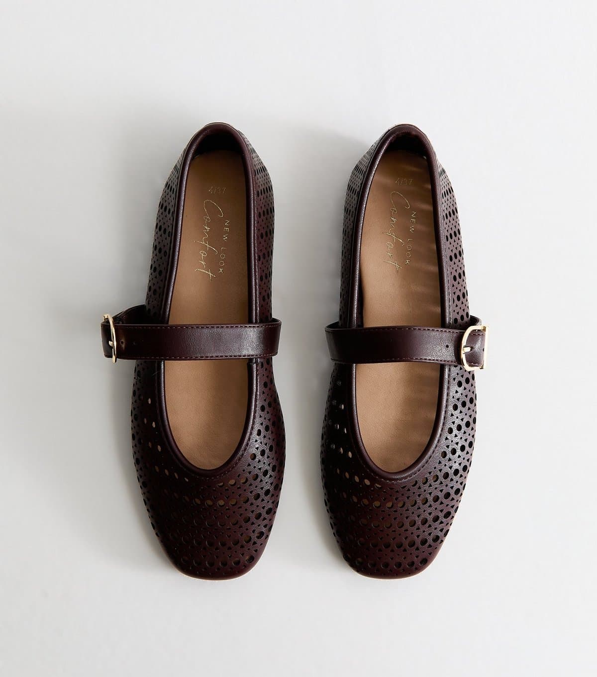 New Look Women's Dark Burgundy Faux Leather Cut Out Mary Jane Pumps Vegan New Look