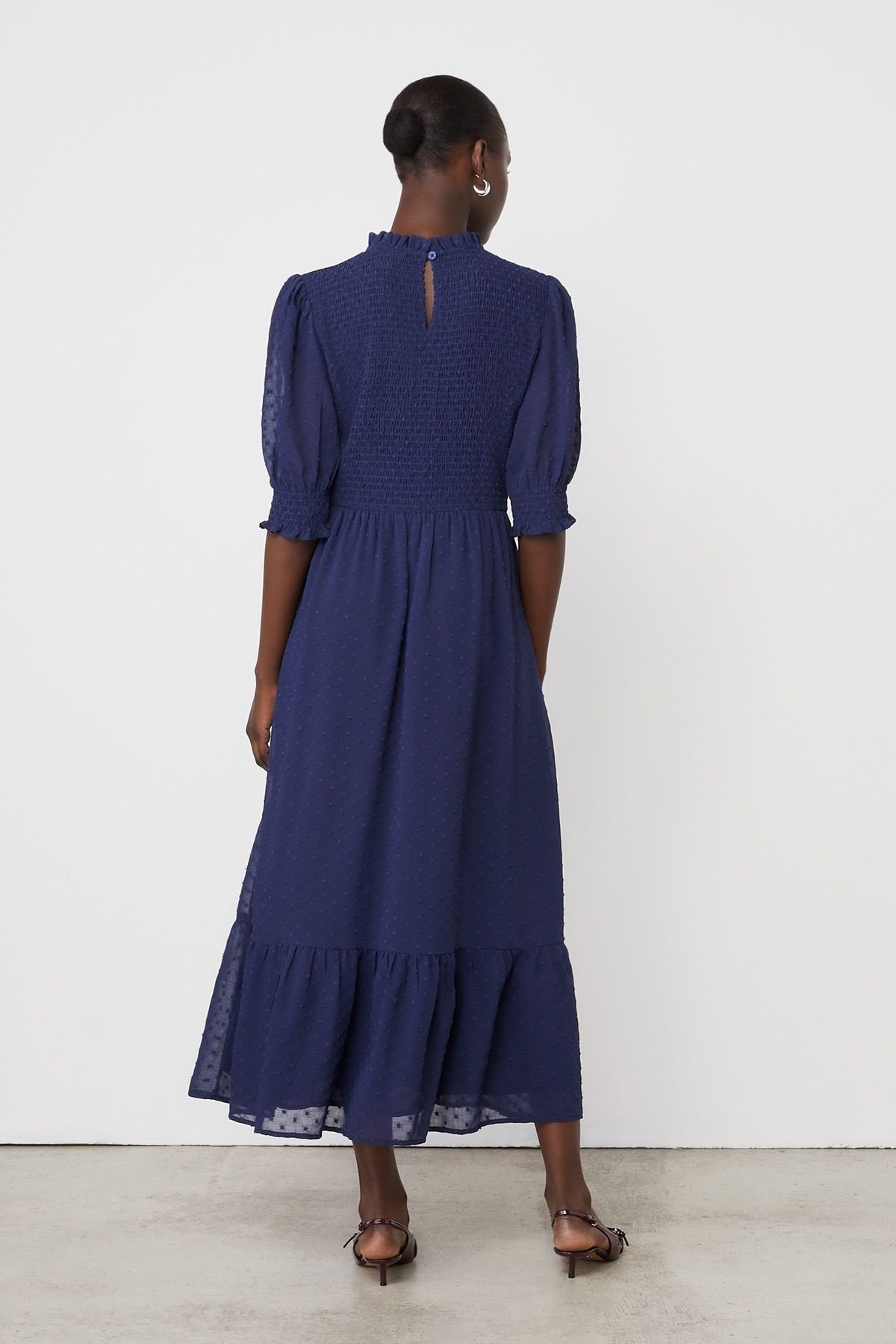 Finery London Finery London Women's Amelia 3/4 Sleeve Chiffon Midi Dress in Dark Navy - 3