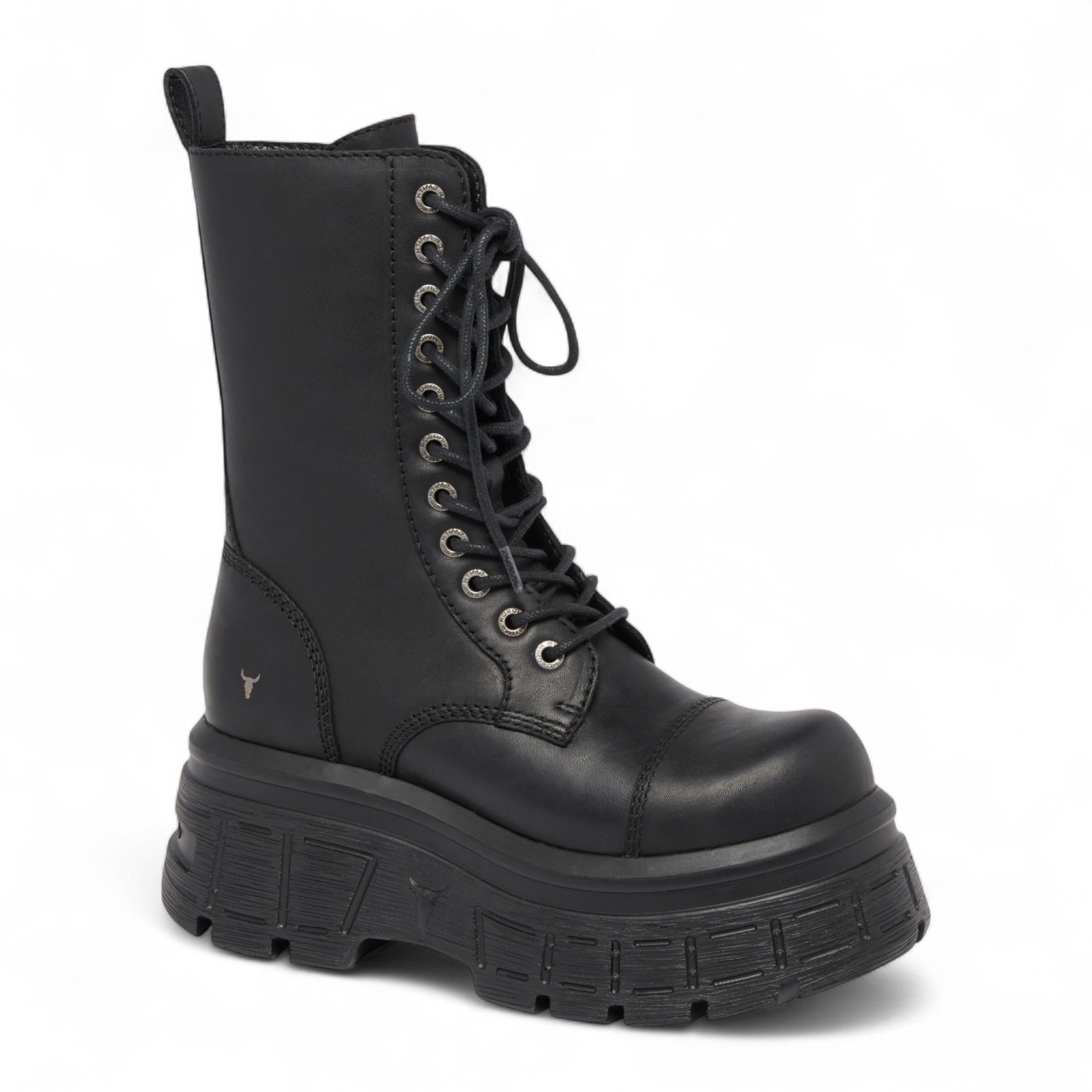 Windsor Smith Windsor Smith Women's Mid-Calf Biker Leather Platform Combat Boots - Screaming in Black - 4