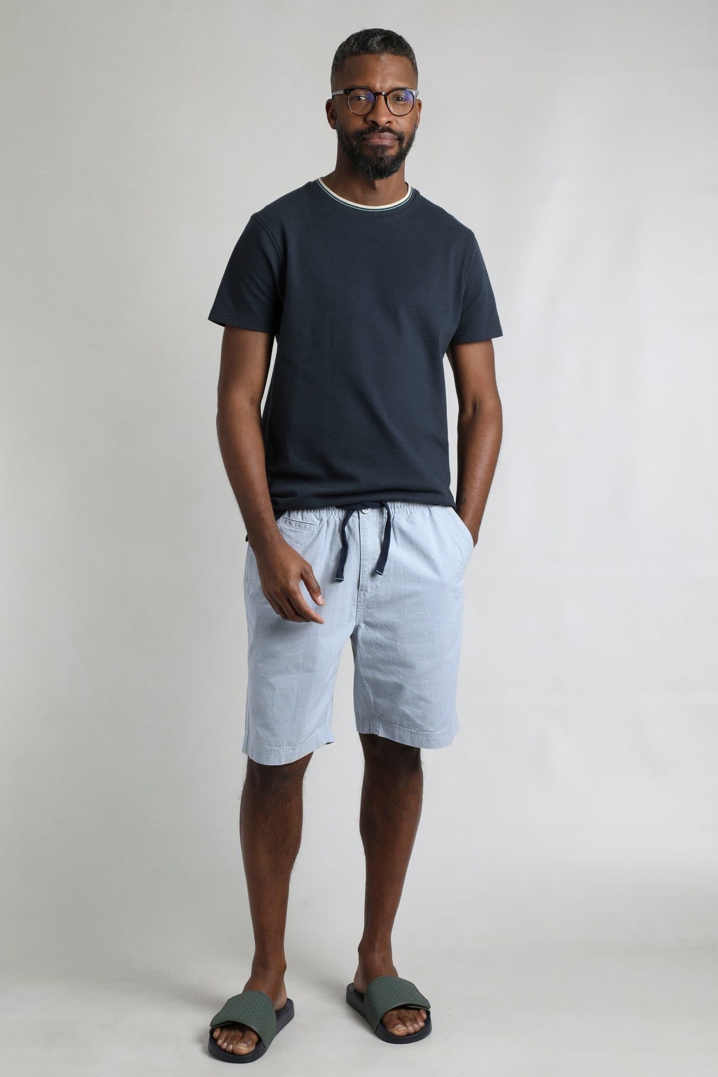 Weird Fish Weird Fish Men's Dewey Stripe Shorts in Ecru
