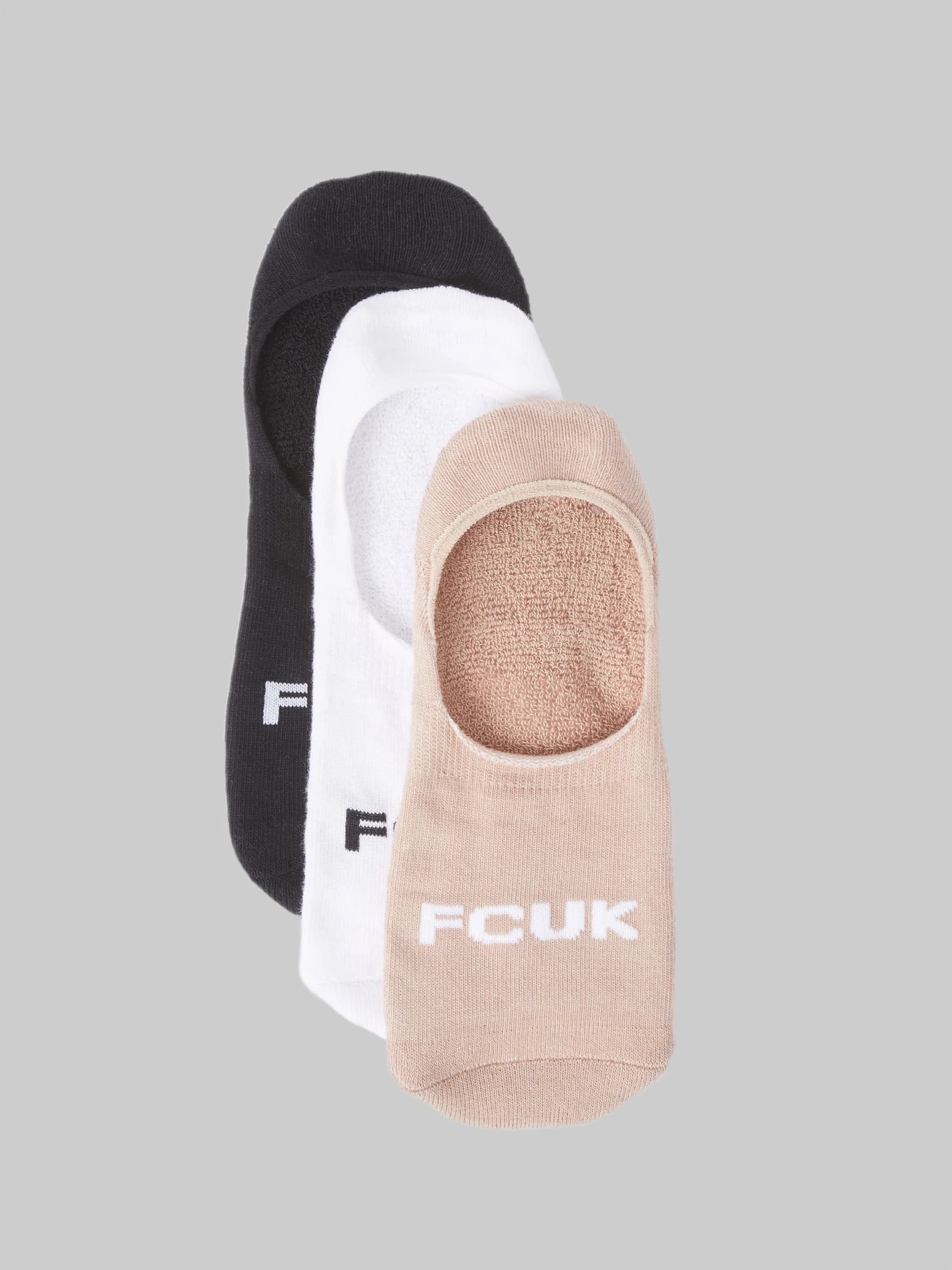 French Connection FCUK 3 Pack Invisible Socks Multi 2