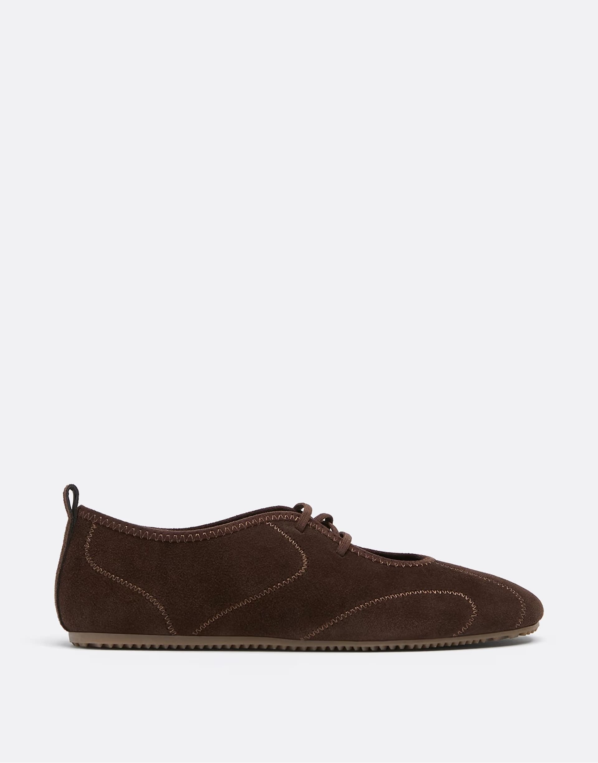 ASOS Stradivarius Leather sneaker-ballerinas with elastic strap in brown
