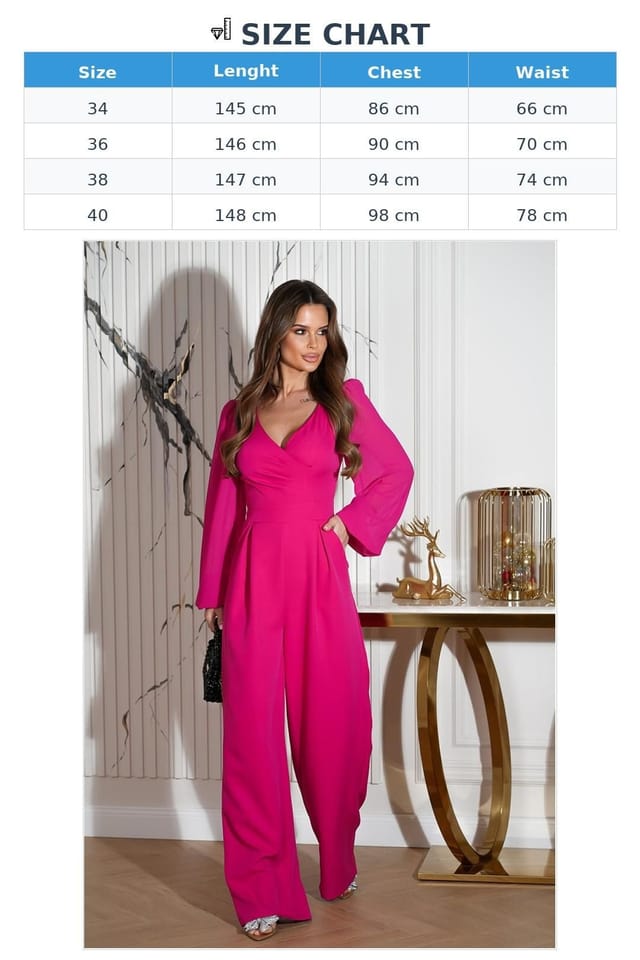 Love Lace Love Lace Women's Elegant Tailored Jumpsuit with Wide Legs in Fuchsia - 3