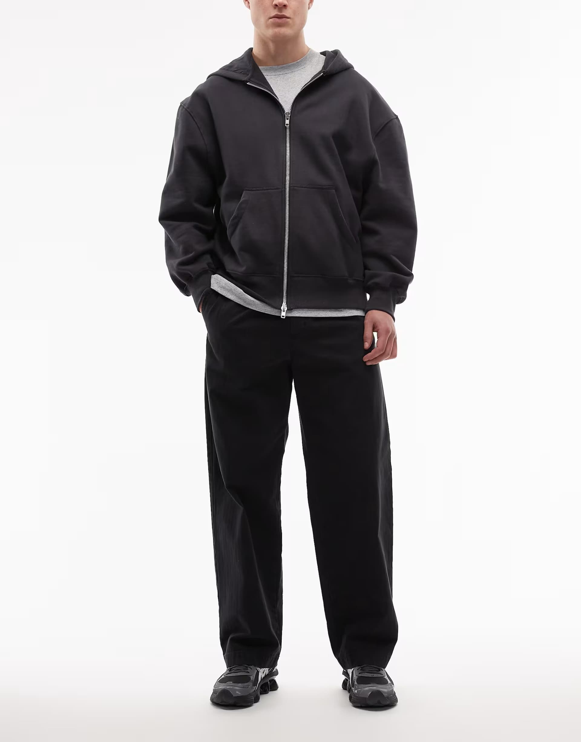 ASOS ASOS Double A by Wood Wood Lax Straight Leg Trousers in Black