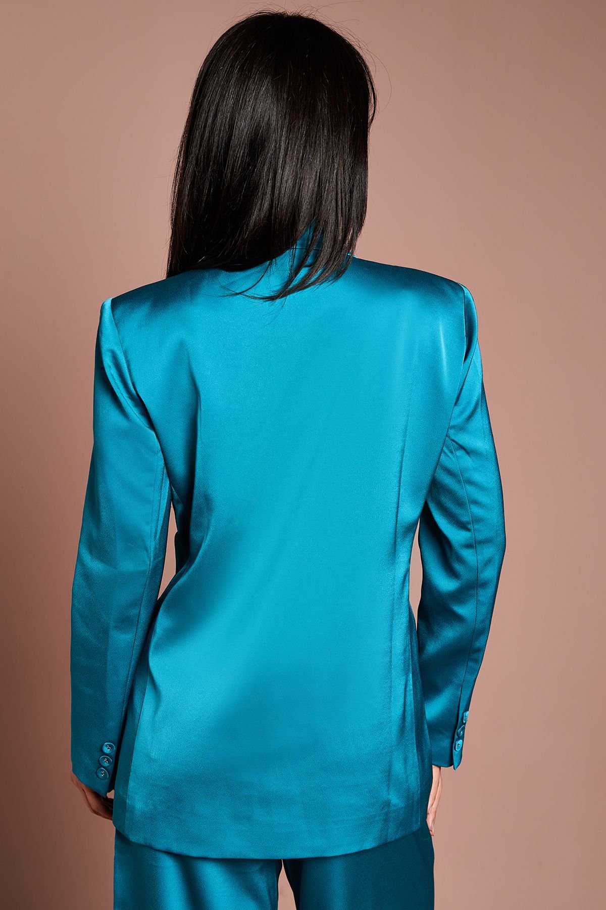 Coast Coast Women's Petite Satin Double Breasted Blazer in Teal - 3