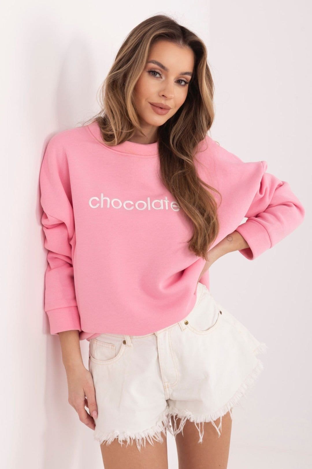 Love Lace Pink Cotton Sweatshirt
