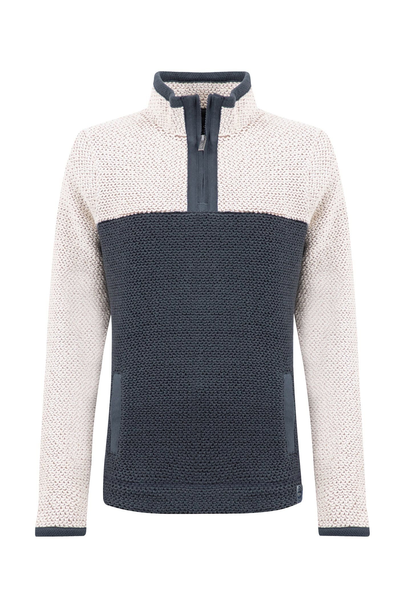 Weird Fish Weird Fish Women's Isla 1/4 Zip Colour Block Macaroni Sweatshirt in Navy - 2